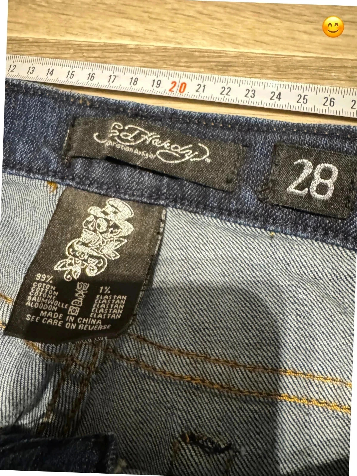 Jean bootcut Ed Hardy bleu foncé brut broderie fleur pivoine strass Taille 36 Vintage Y2K McBling – Ed Hardy – taille S / 36 / 8 4
