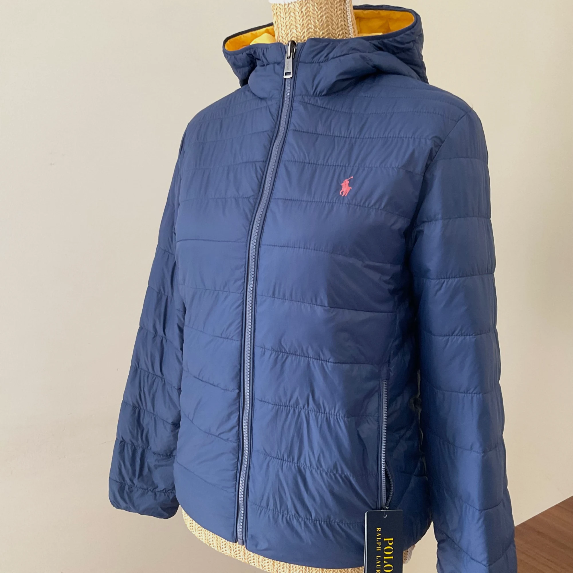 Doudoune Polo Ralph Lauren bleue marine à capuche