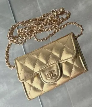 Pochette mini sac Chanel doré matelassé – Chanel – taille Taille unique 3
