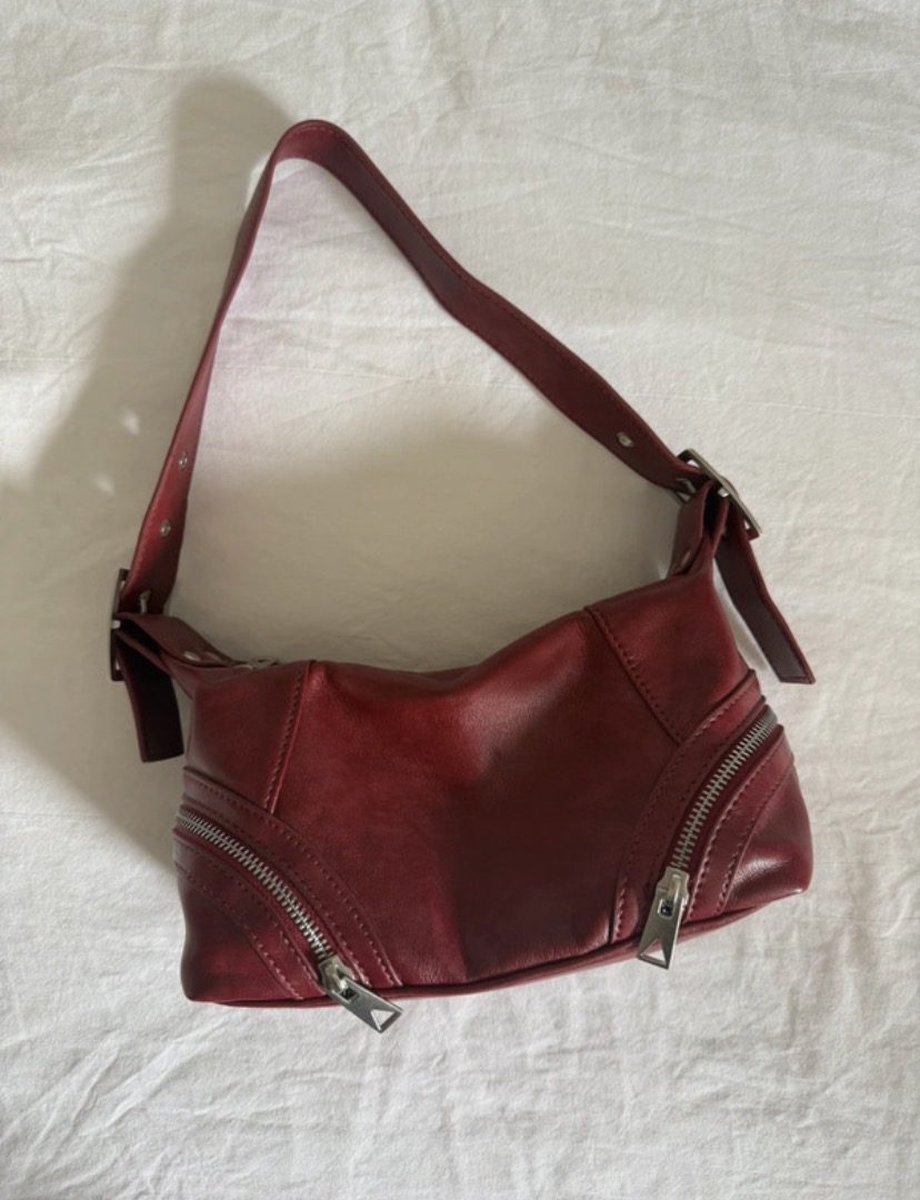 Sac à main rouge bordeaux cuir 2