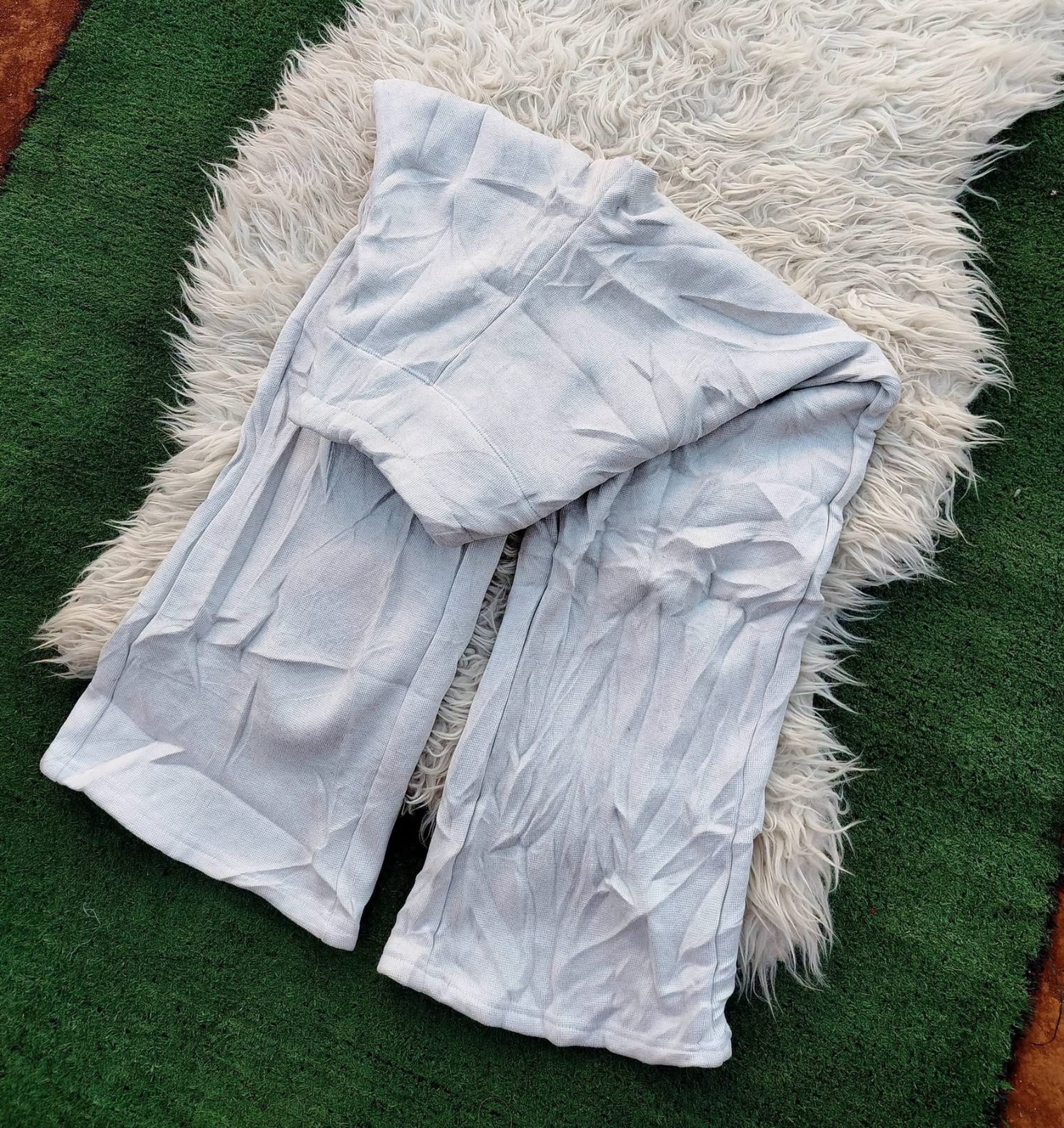 Pantalon large blanc effet froissé 3