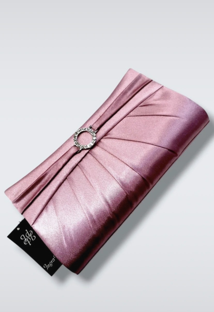 Pochette rose poudré avec fermoir strass