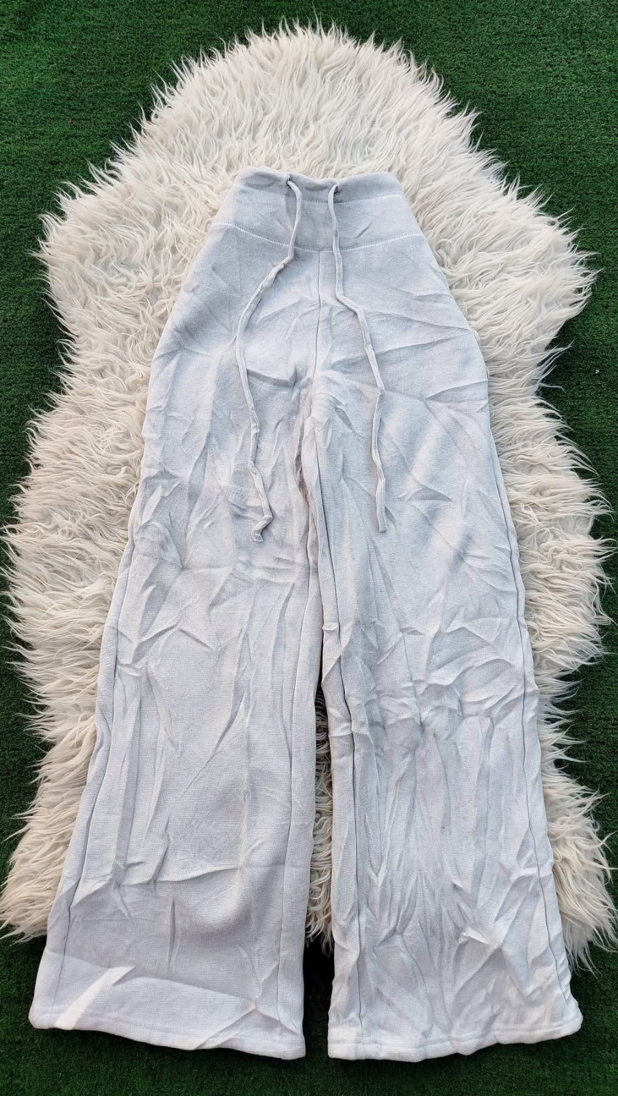 Pantalon large blanc effet froissé