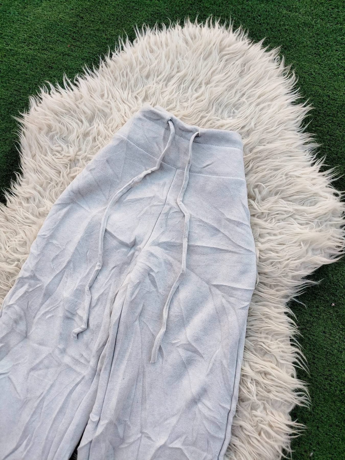 Pantalon large blanc effet froissé 2