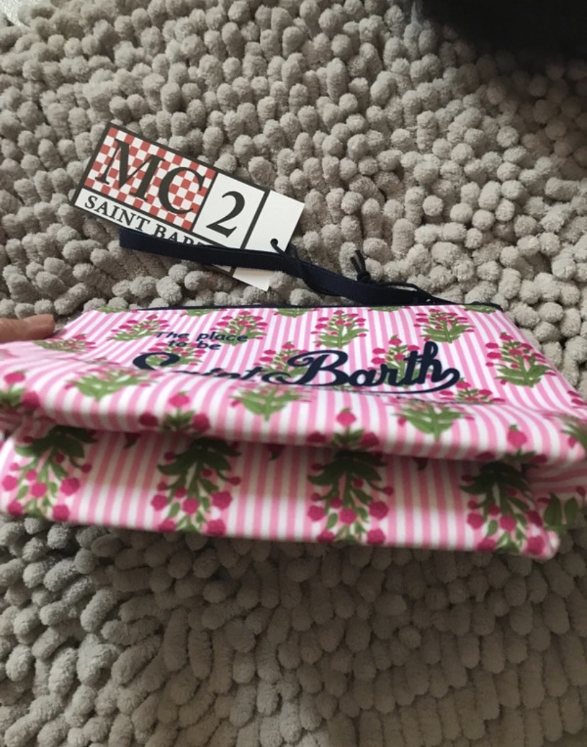 Pochette Saint Barth rose motif floral 2