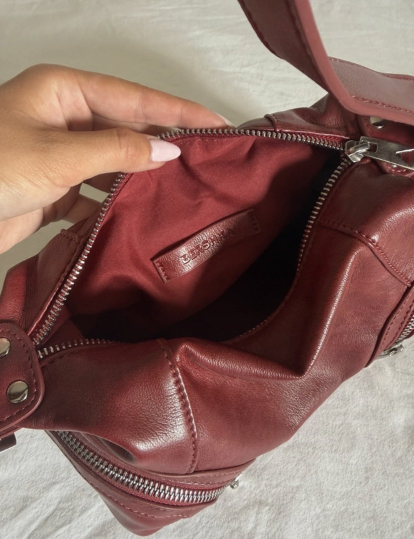 Sac à main rouge bordeaux cuir 3