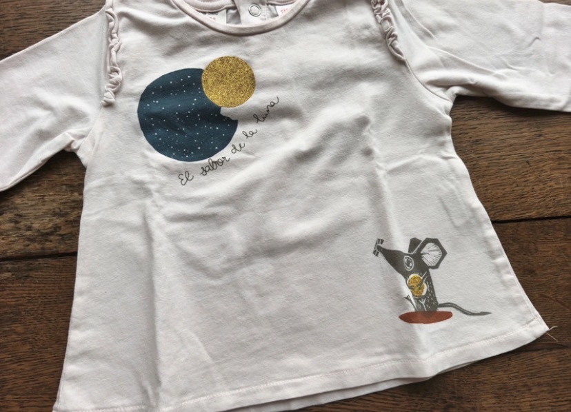 T-shirt enfant blanc à paillettes dorées 2