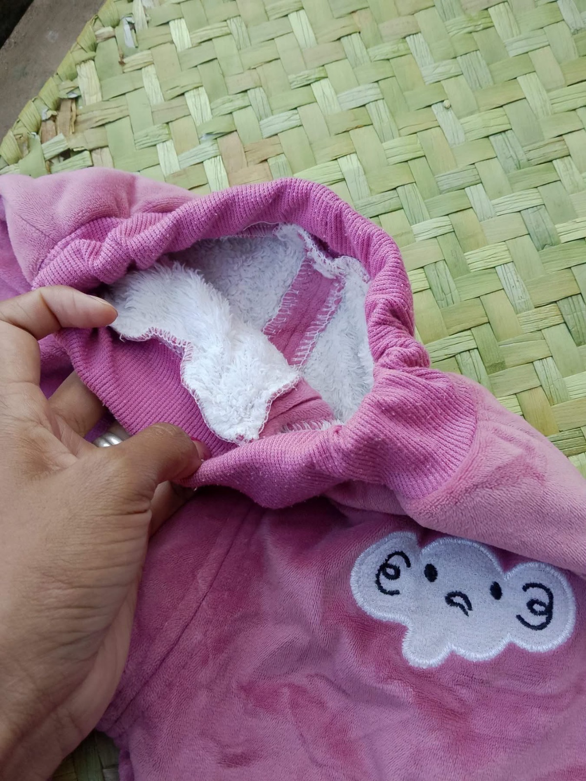 Chaussons bébé rose nuage doublé