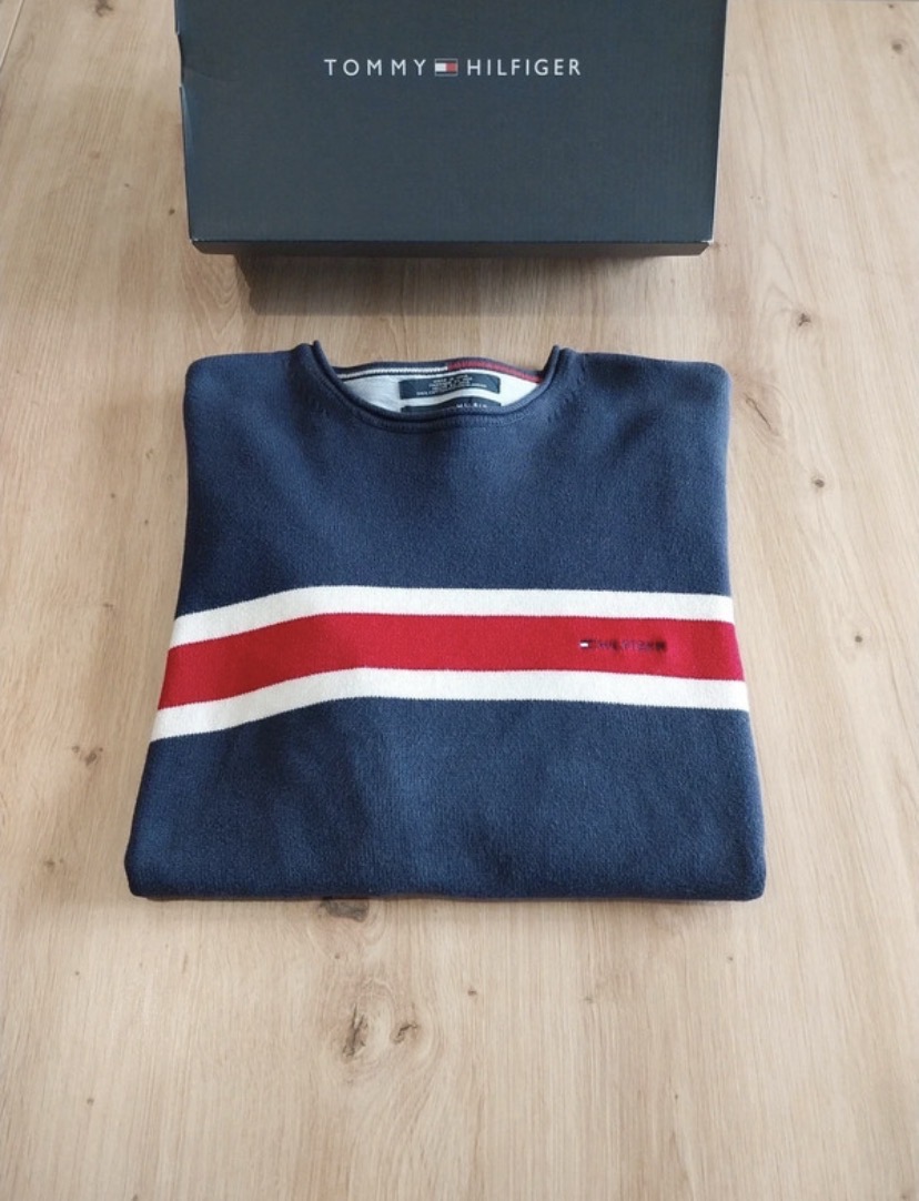 Tommy Hilfiger Pull rayé marine blanc rouge
