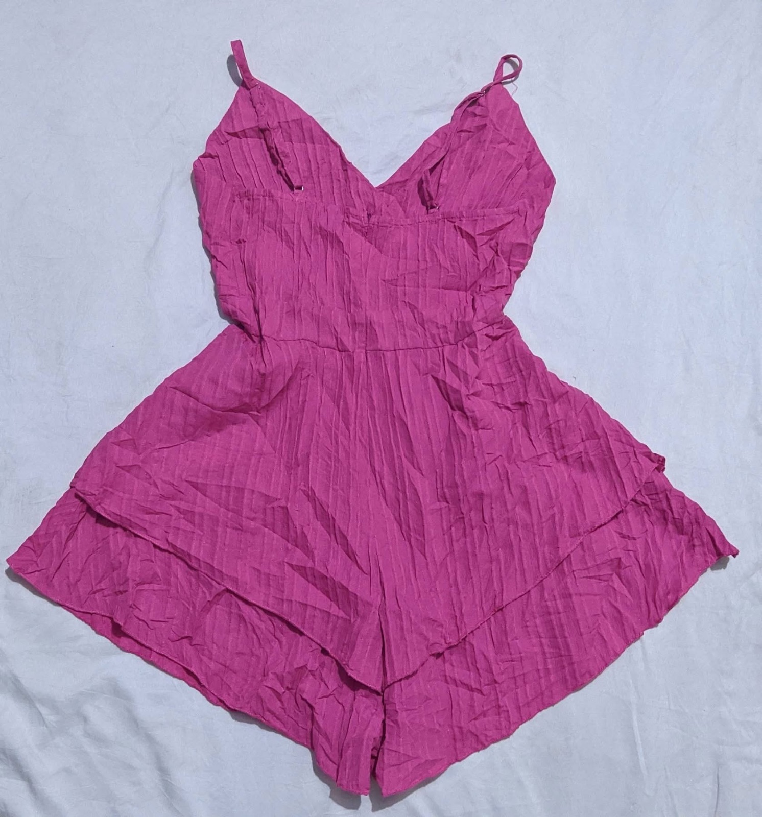 Robe patineuse rose fuchsia froissée