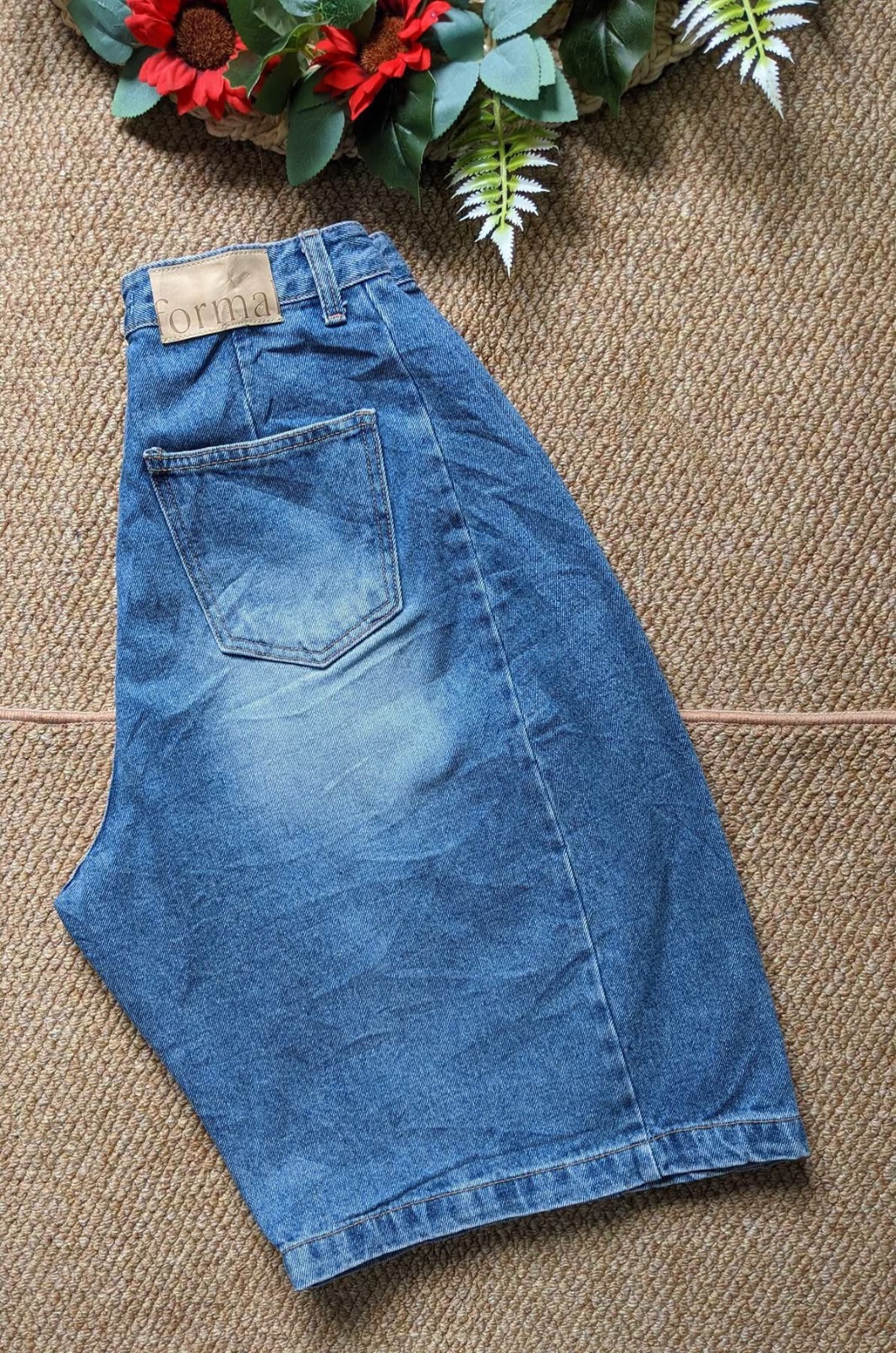 Short jean bleu délavé vintage 3