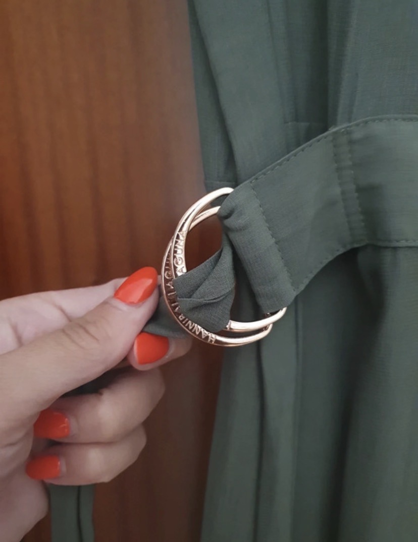 Robe sans manches kaki poches ceinture 3