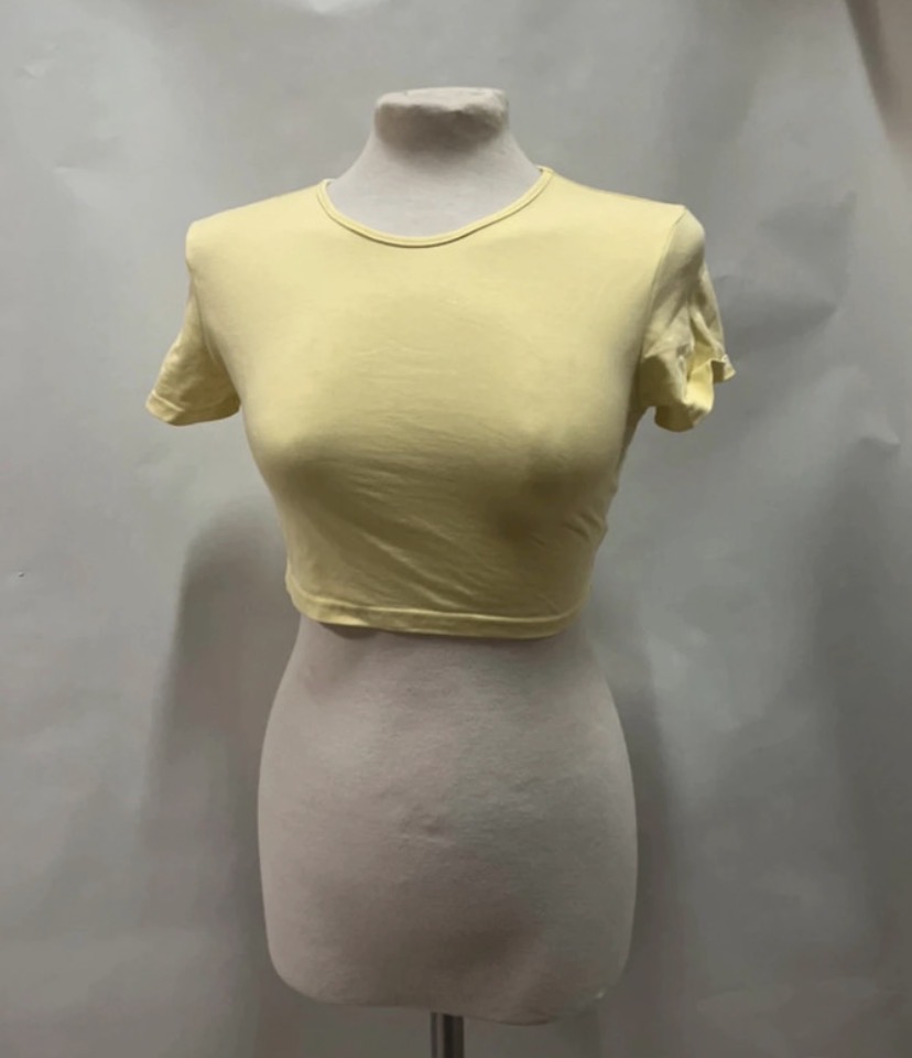 T-shirt court jaune pâle femme