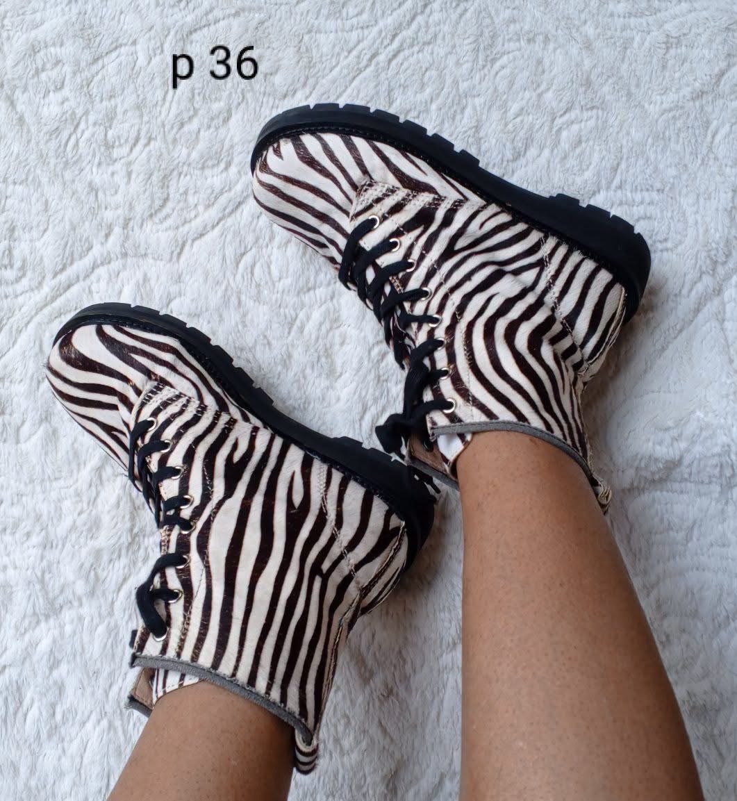 Bottines zèbre noir blanc p36