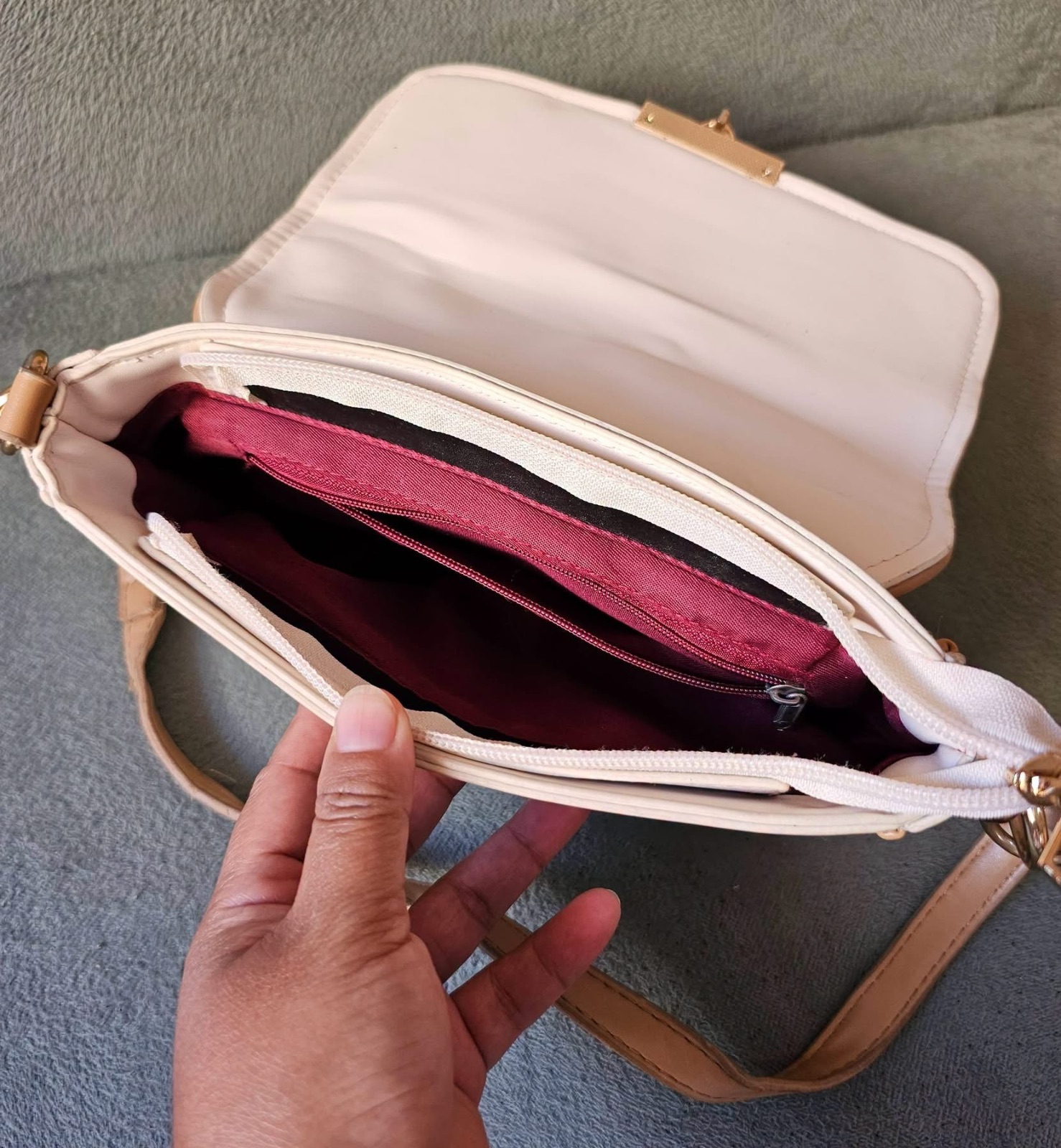 Sac à main colorblock beige et marron