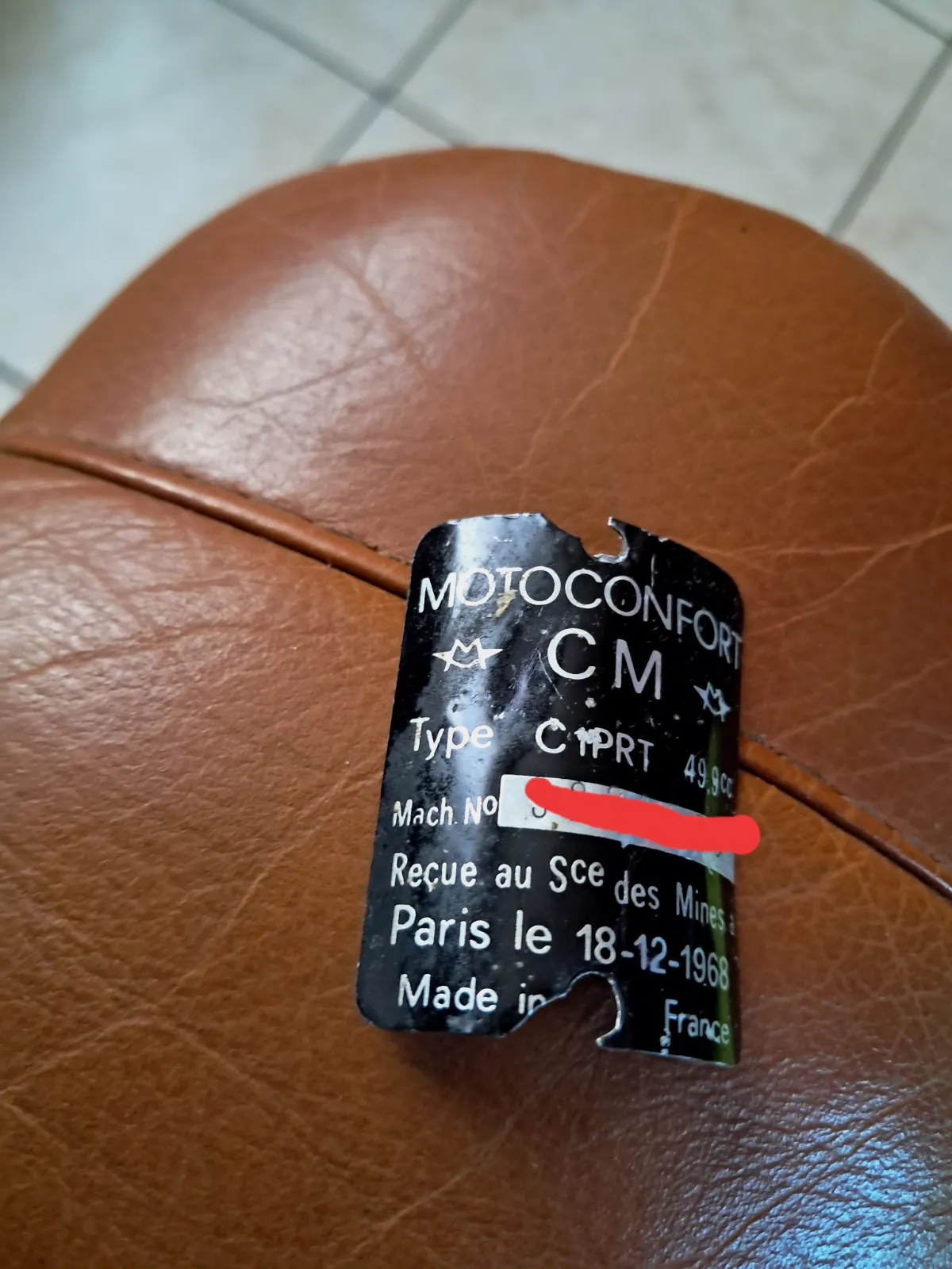 Plaque mine mobylette cyclomoteur motobecane 