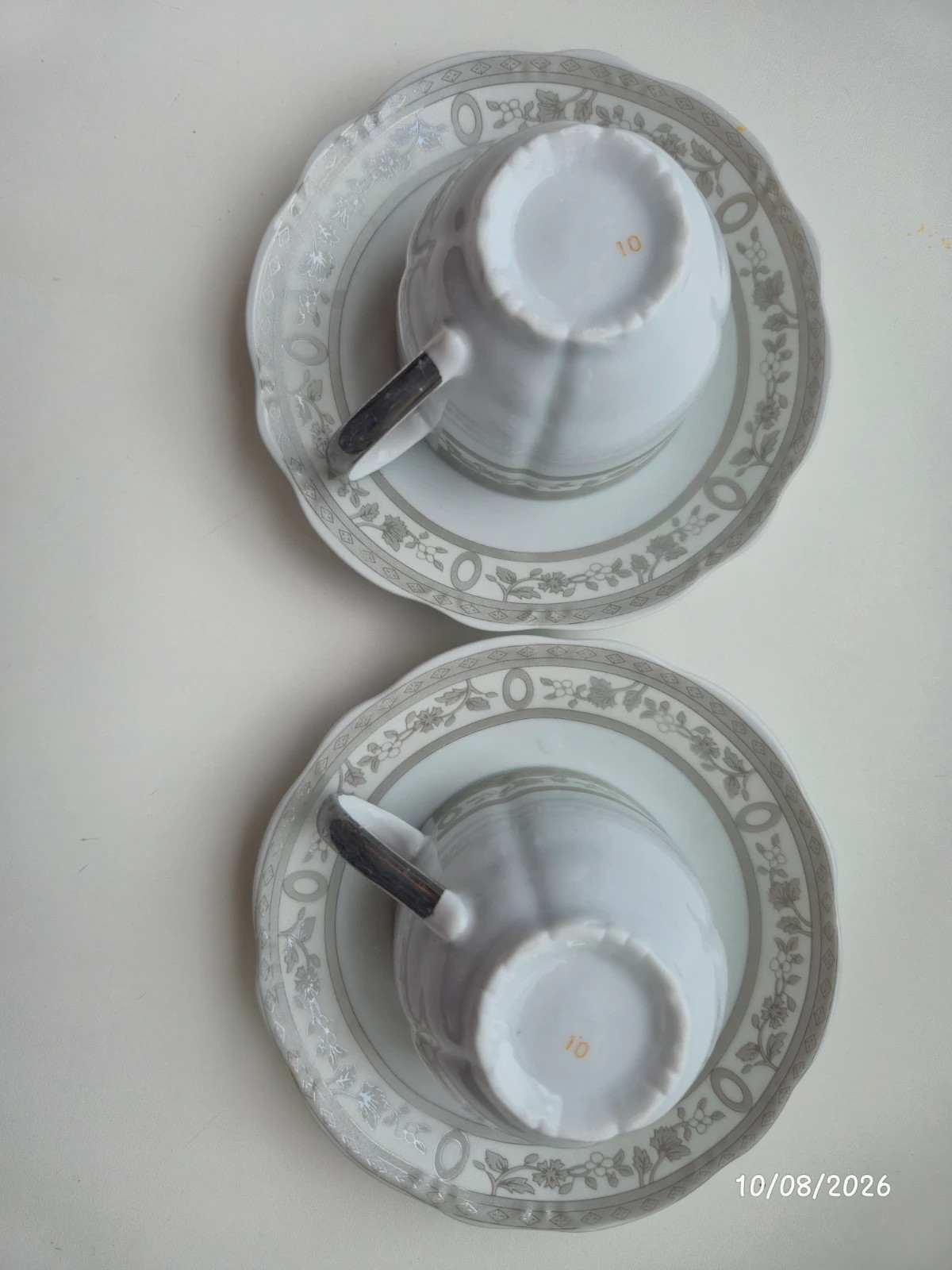 Duo de jolie tasse blanche/ grise – Vintage 2