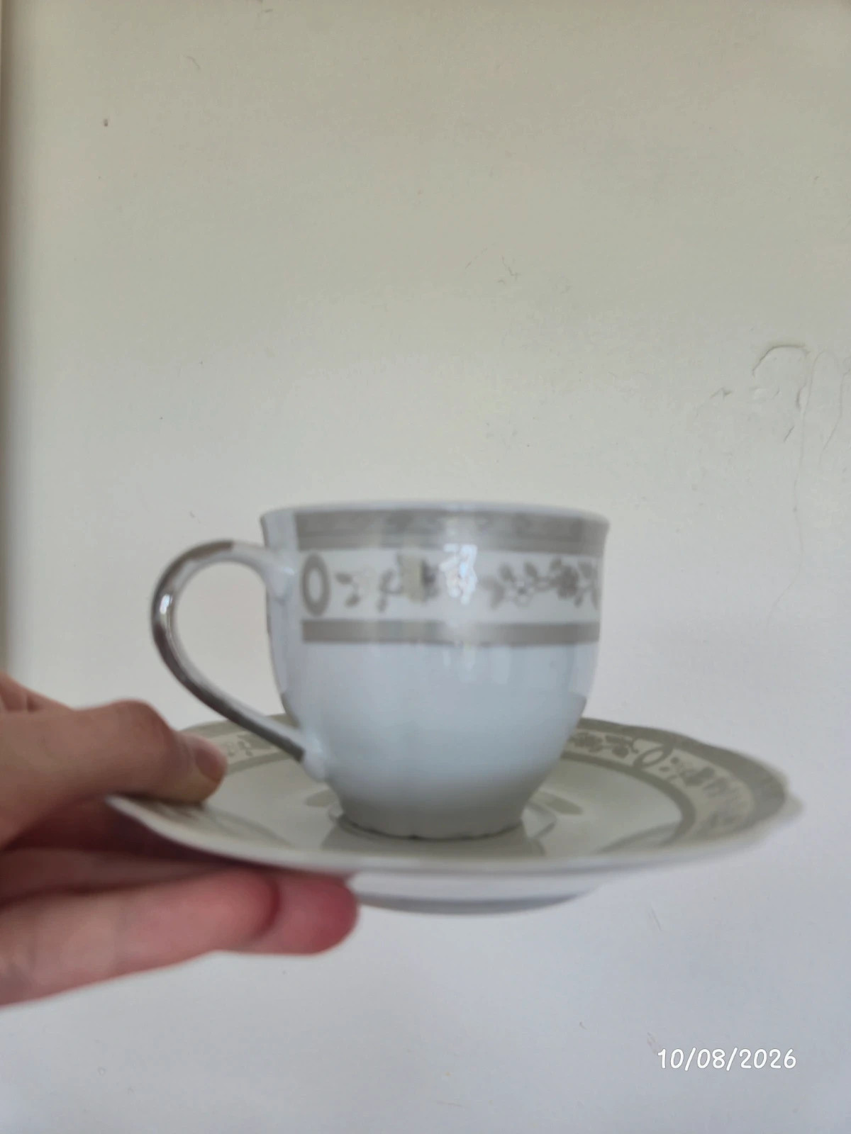 Duo de jolie tasse blanche/ grise – Vintage 4
