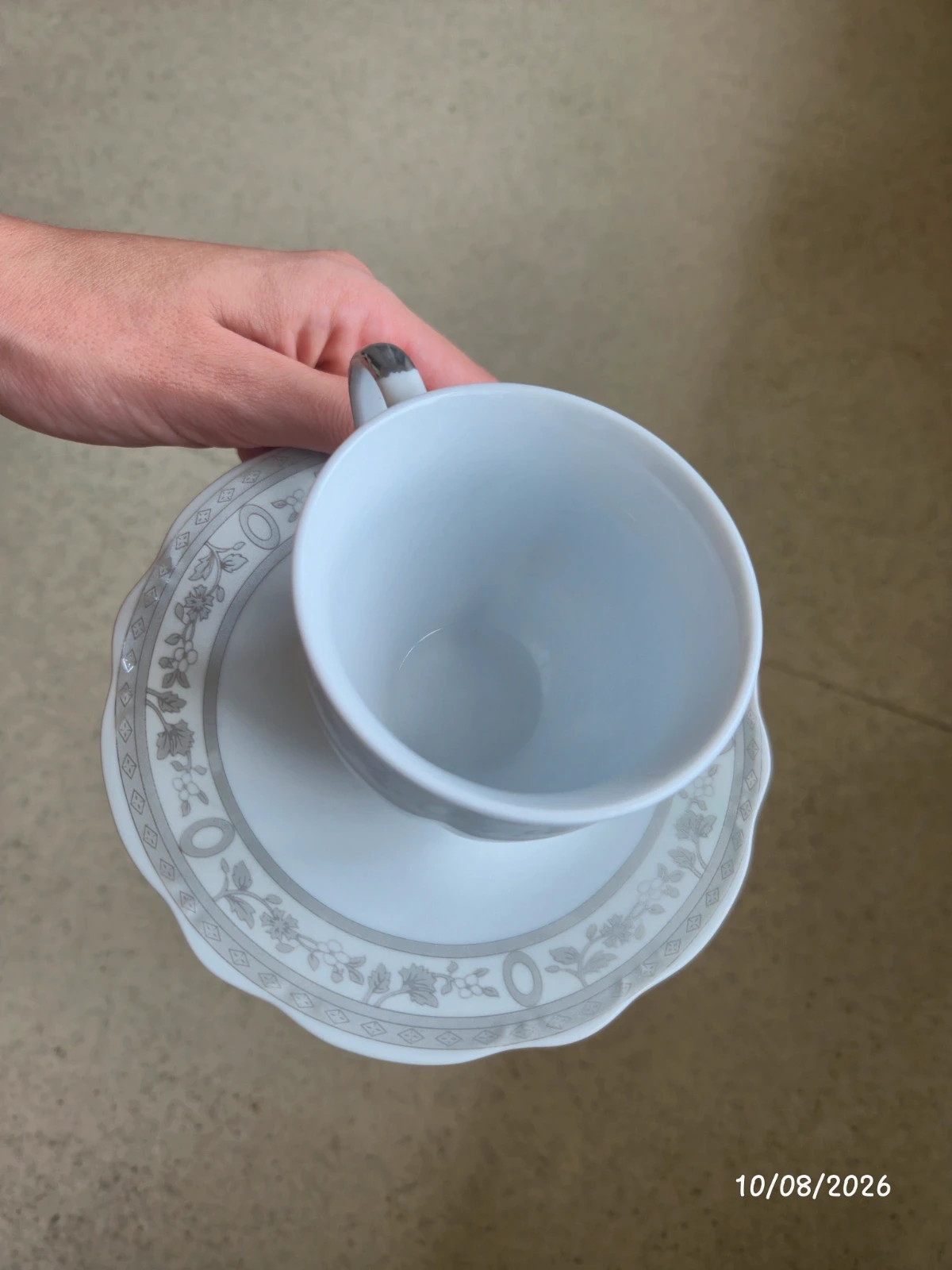Duo de jolie tasse blanche/ grise – Vintage 5