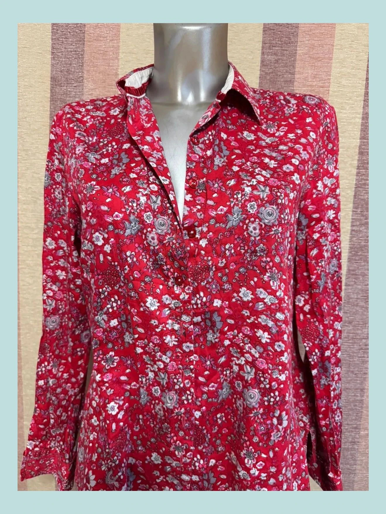 Camisa algodón estampada flores marca Erfo 🍀 – ERFO – taille L / 40 / 12 3
