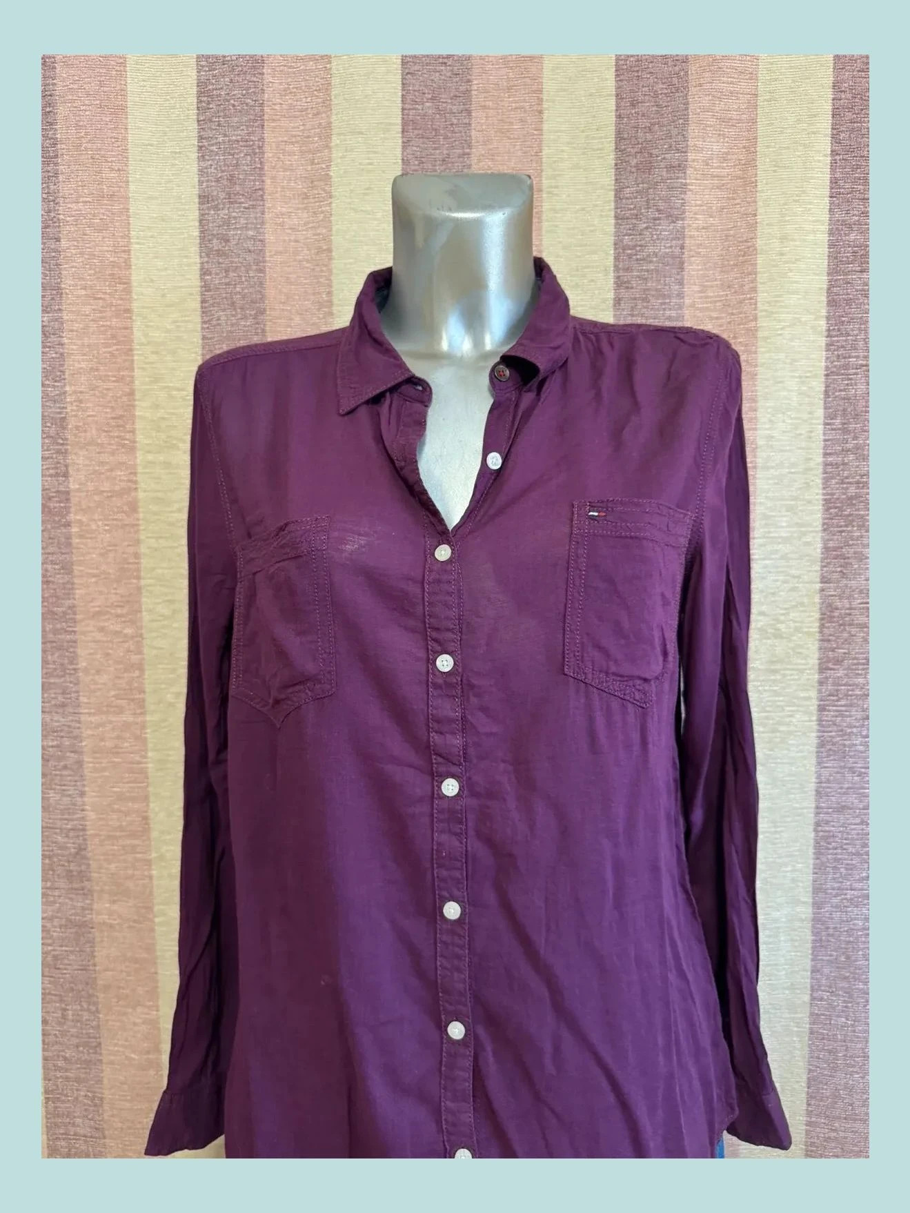 Algodón fino color morado, camisa de tommy hilfiger talla L 🍀 – Tommy Hilfiger – taille L / 40 / 12 2