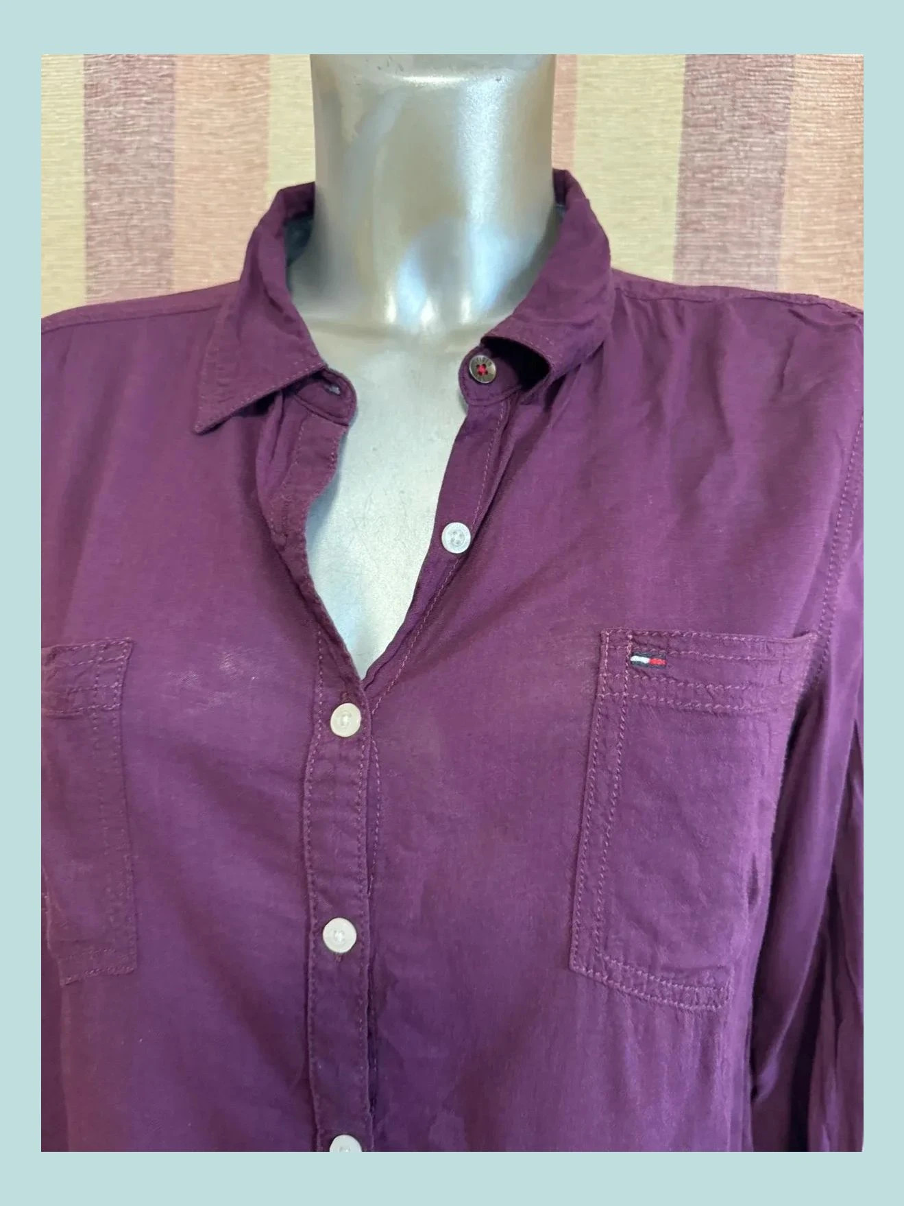 Algodón fino color morado, camisa de tommy hilfiger talla L 🍀 – Tommy Hilfiger – taille L / 40 / 12 3