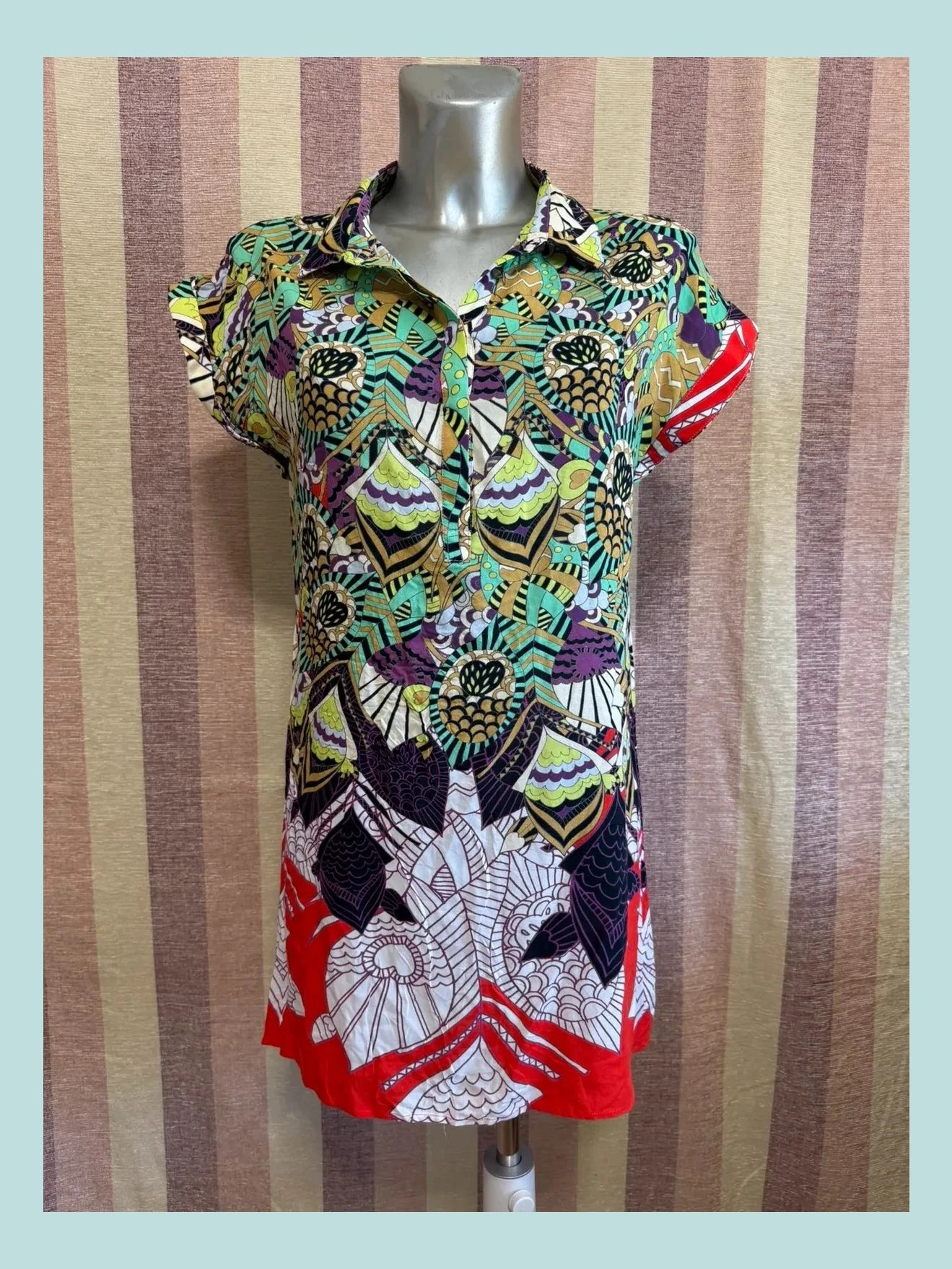Vestido mini estampado de custo Barcelona, talla 36 🍀