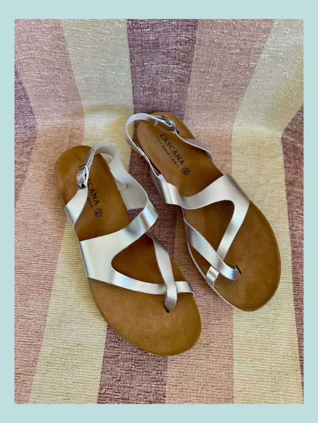 Sandalias plateada piel marca Lascana , número 40 🍀