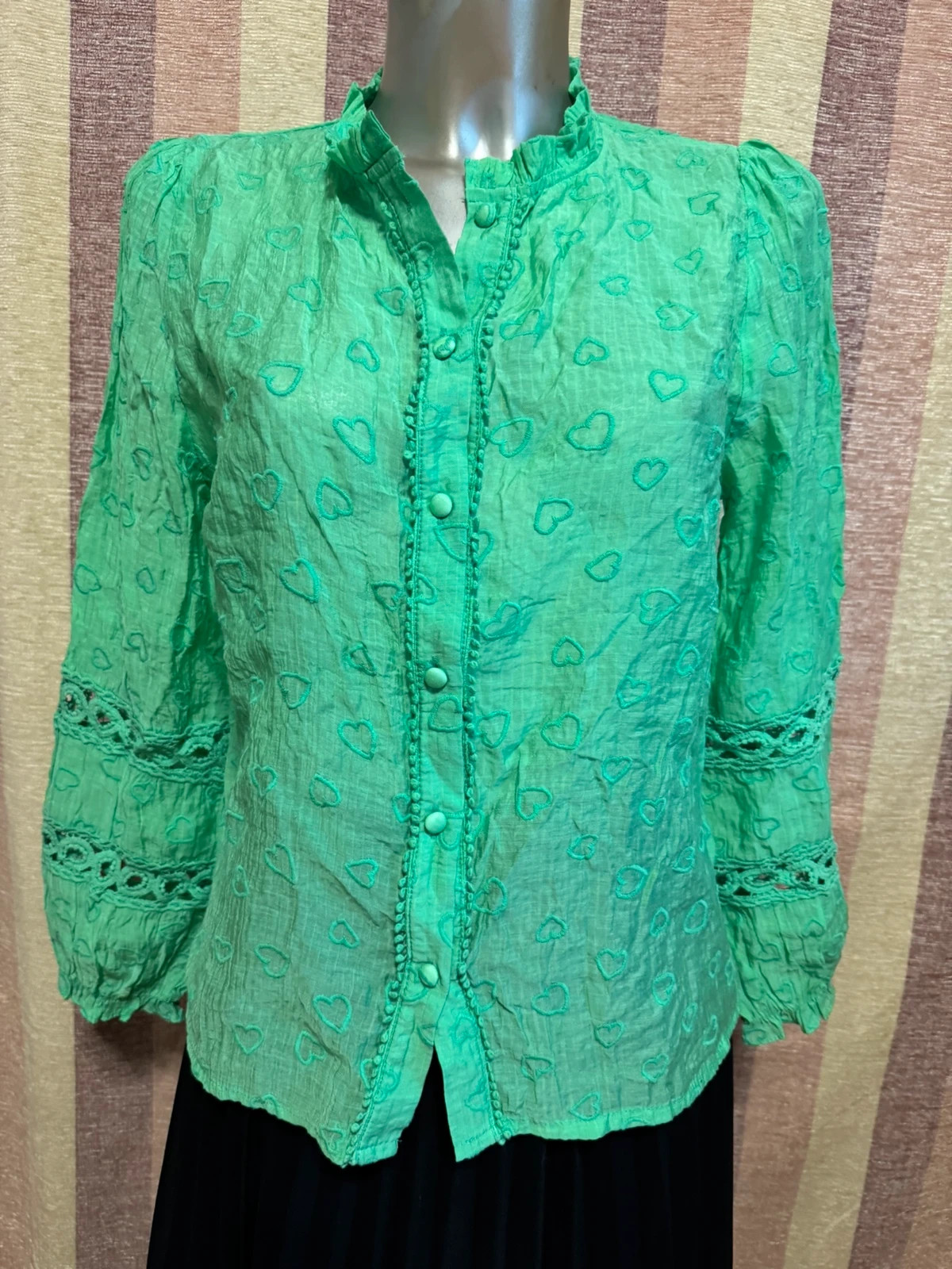 Blusa algodón verde talla M 🍀 – In April 1986 – taille M / 38 / 10 2