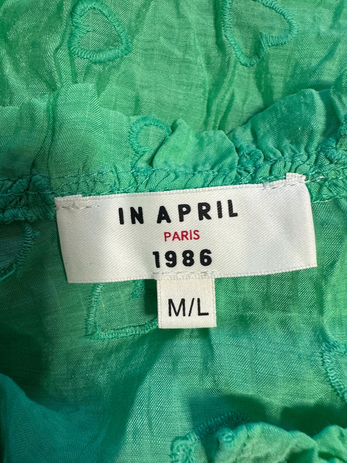 Blusa algodón verde talla M 🍀 – In April 1986 – taille M / 38 / 10 5