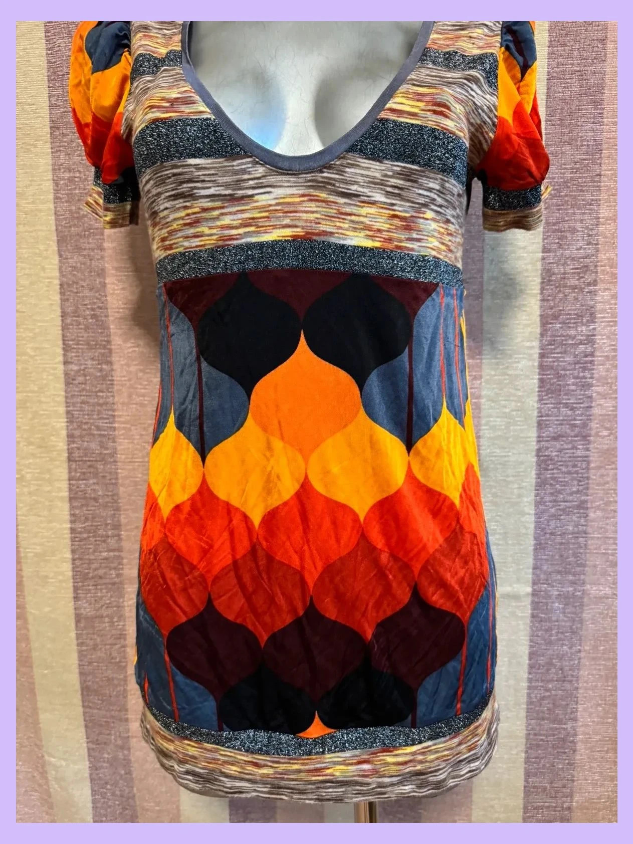 Blusa estampada elástica de custo Barcelona, talla L 🍀 – Custo Barcelona – taille L / 40 / 12 2