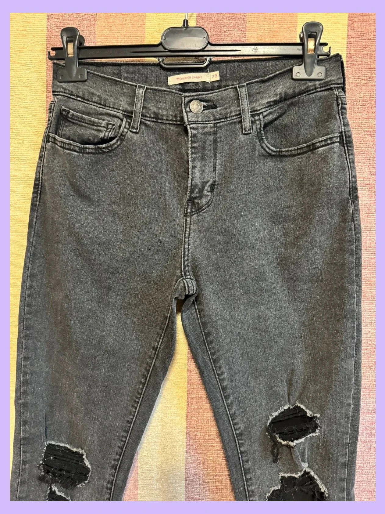 Vaqueros Levis gris y negros con rotos , talla 38 , elástico 🍀 – Levi's – taille M / 38 / 10 3
