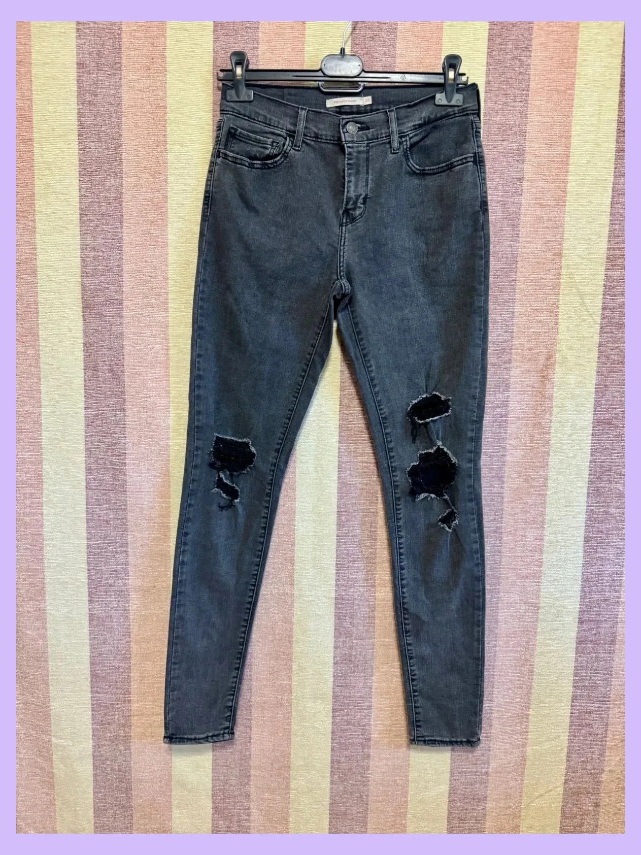 Vaqueros Levis gris y negros con rotos , talla 38 , elástico 🍀 – Levi's – taille M / 38 / 10