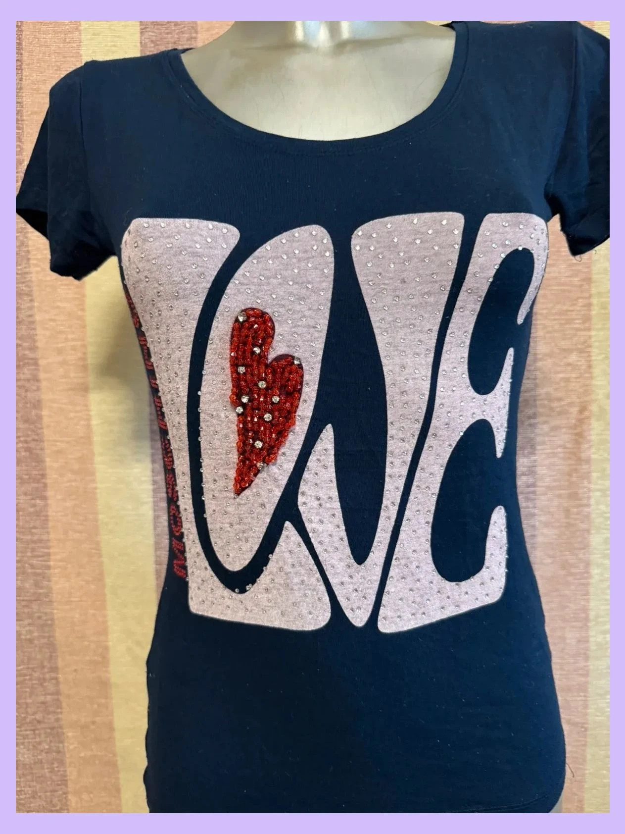 Camiseta algodón con brillos de marca Moschino , talla XL 🍀 – Love Moschino – taille XL / 42 / 14 2