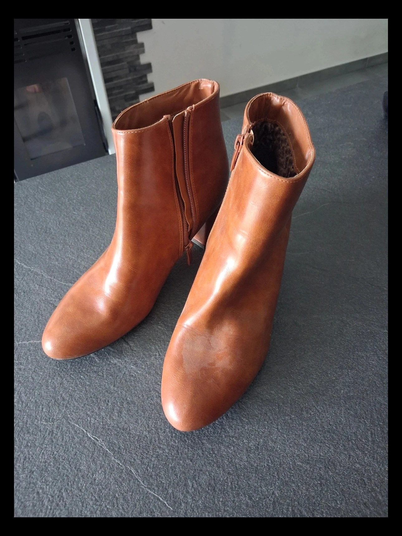 femme bottines marron cuir à talon pointure 40