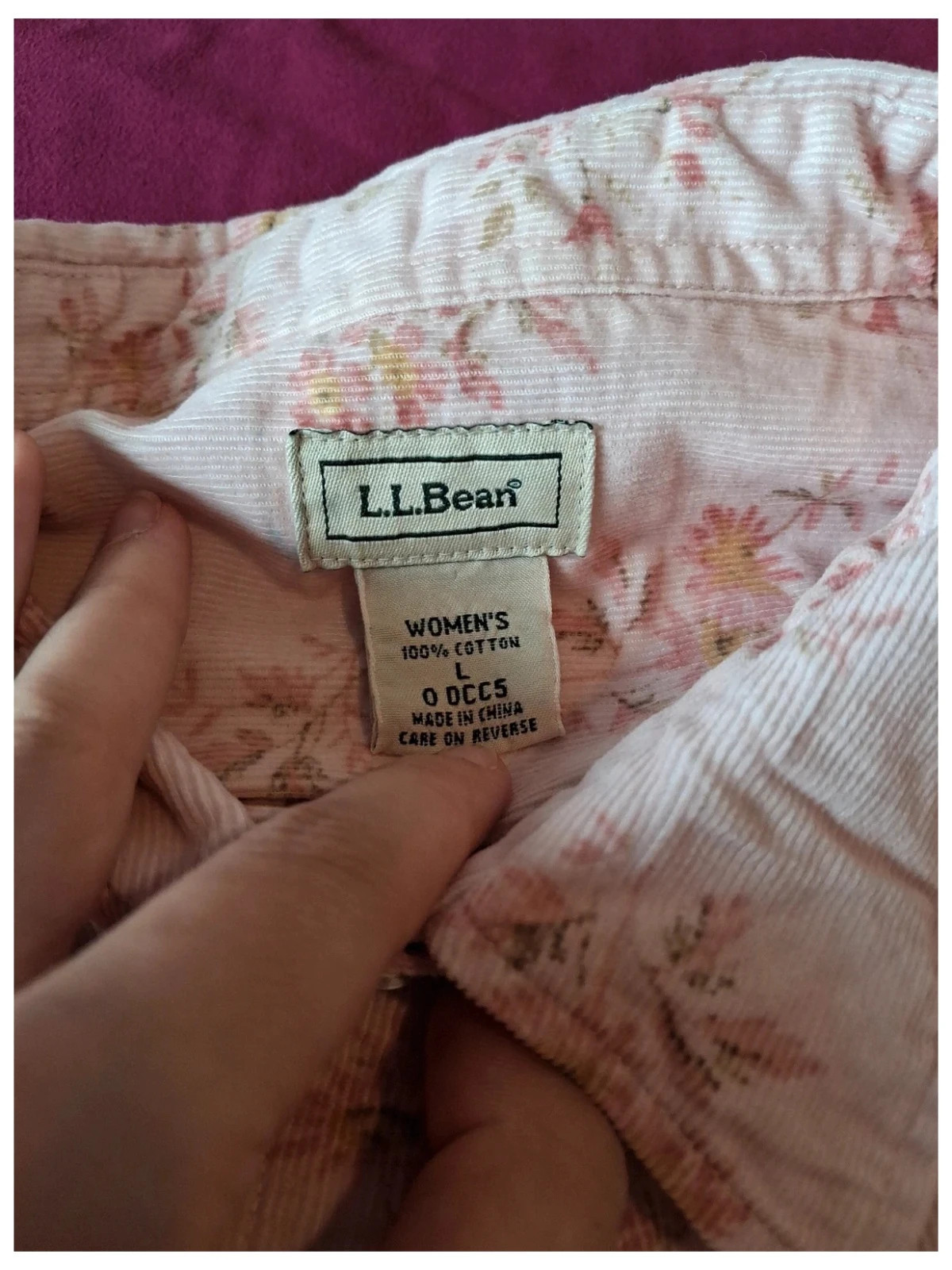 Velour chemise femme en – L.L. Bean – taille L / 40 / 12 2