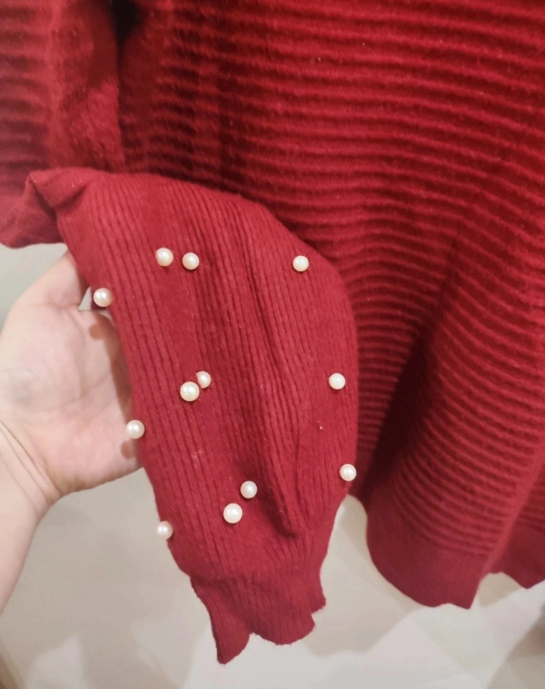 Jersey burdeos con perlas – Corazon – taille 5XL / 50 / 22 4