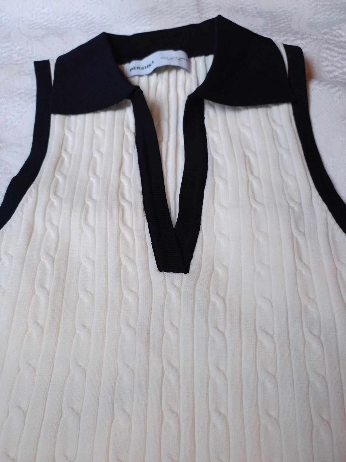 Bershka black and white knit polo top size S – Bershka – taille S / 36 / 8 2