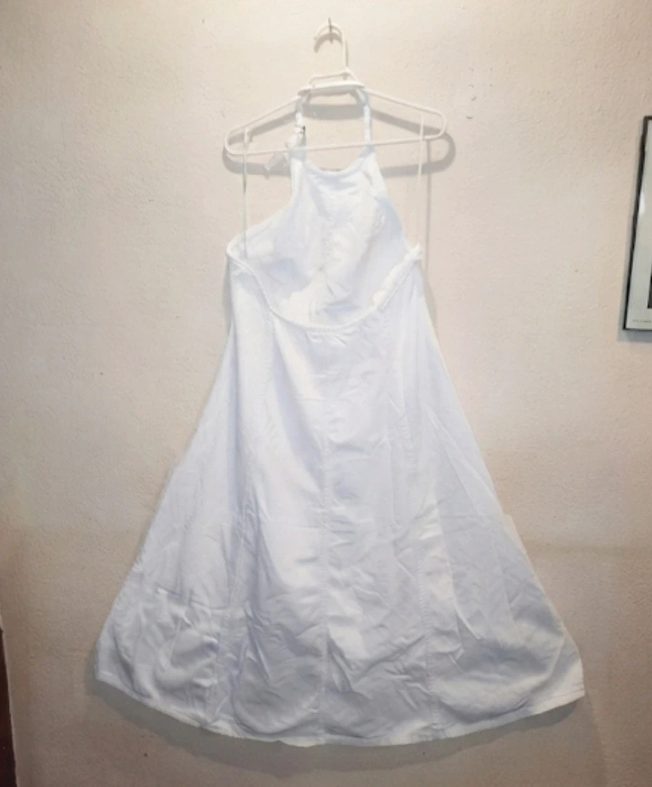 Zara White Midi Halter Dress Size L - 100% cotton - – Zara – taille L / 40 / 12 2