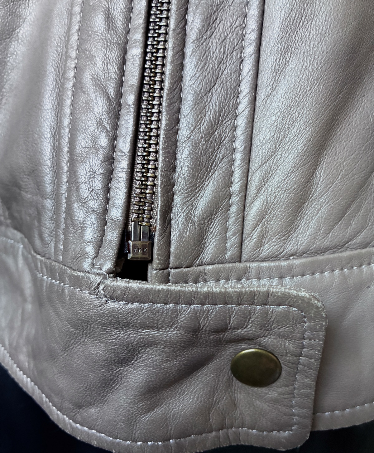 Veste en véritable cuir beige taille 38 pour femme  – Artisanal – taille M 6
