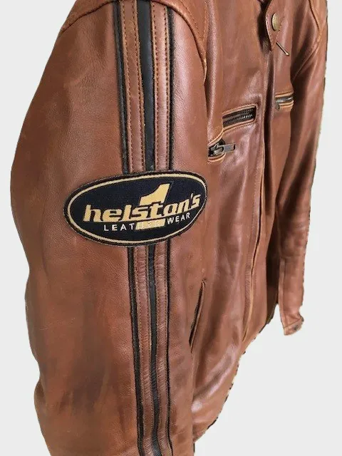 Blouson de moto Vintage HELSTON’S en cuir taille M Marron Homme – Helston's – taille M 3