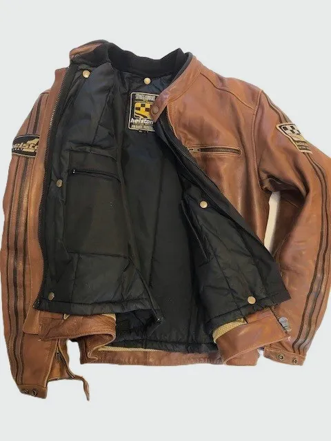 Blouson de moto Vintage HELSTON’S en cuir taille M Marron Homme – Helston's – taille M 5