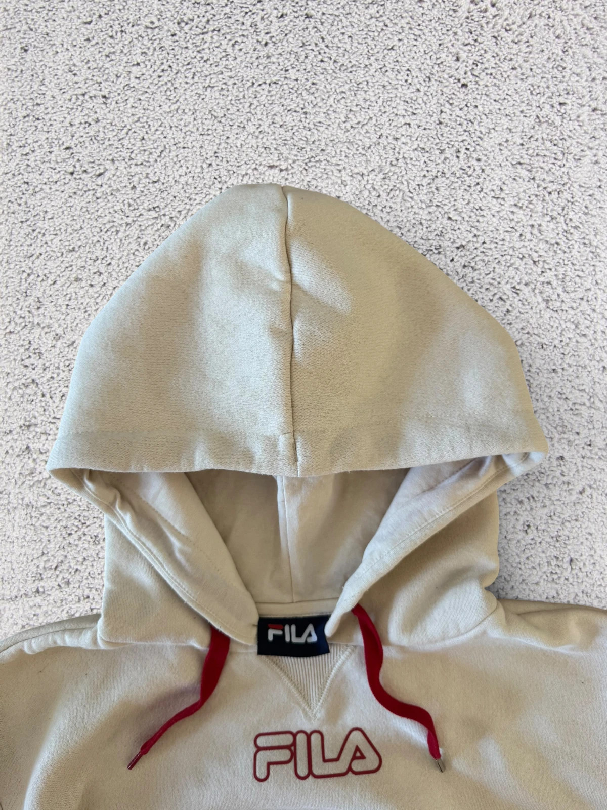 Retro Fila Taped Sleeve Hoodie Cream Red Embroidered - 90s Streetstyle – FILA – taille S / 36 / 8 4