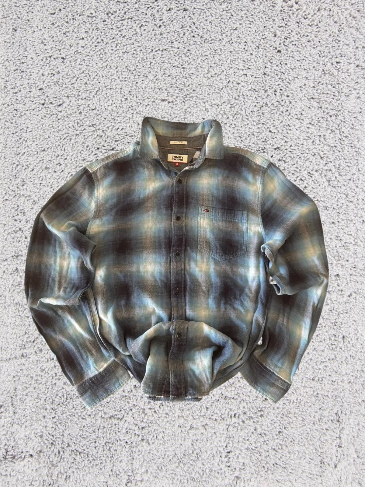 Tommy Jeans Blue 90s Vintage Ombré Plaid Flannel Shirt - Size M