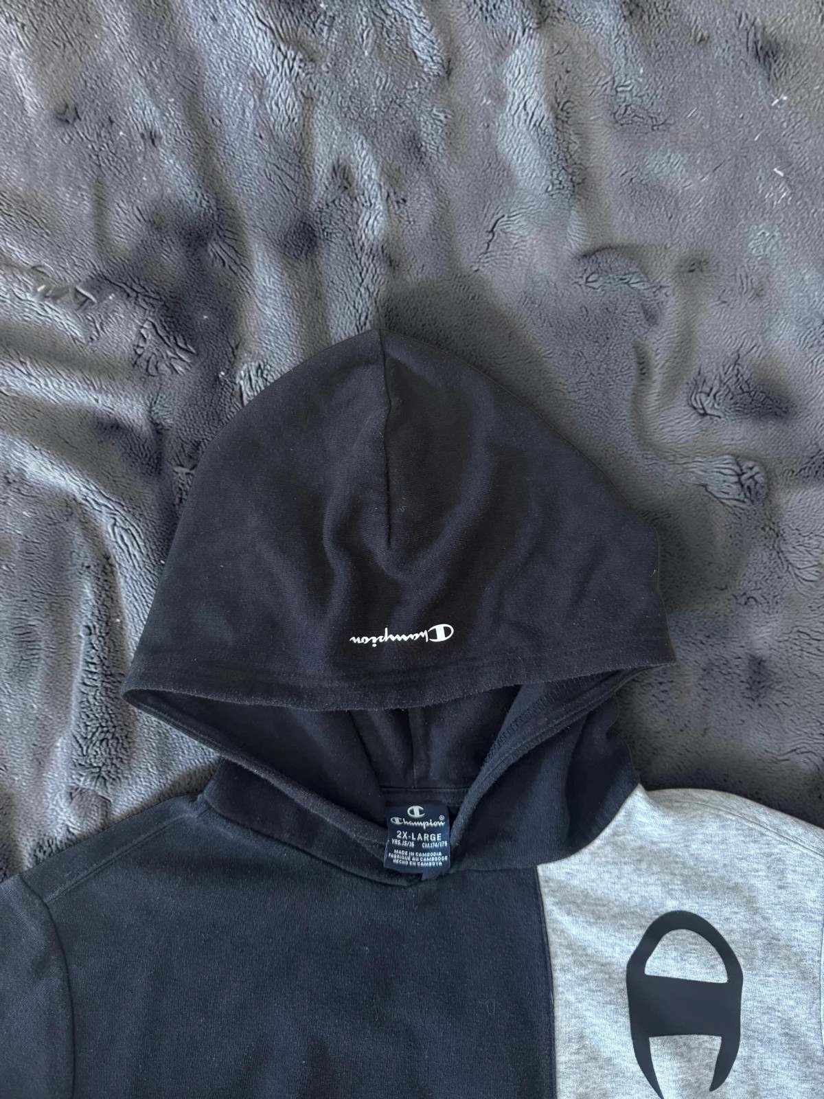 Champion Two Tone Split Logo Hoodie 00s Rare Vintage Style – Champion – taille XXL 5
