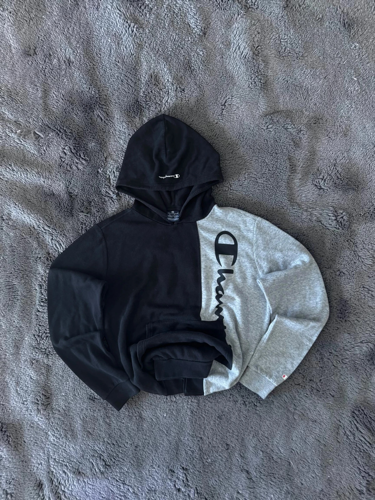 Champion Two Tone Split Logo Hoodie 00s Rare Vintage Style – Champion – taille XXL