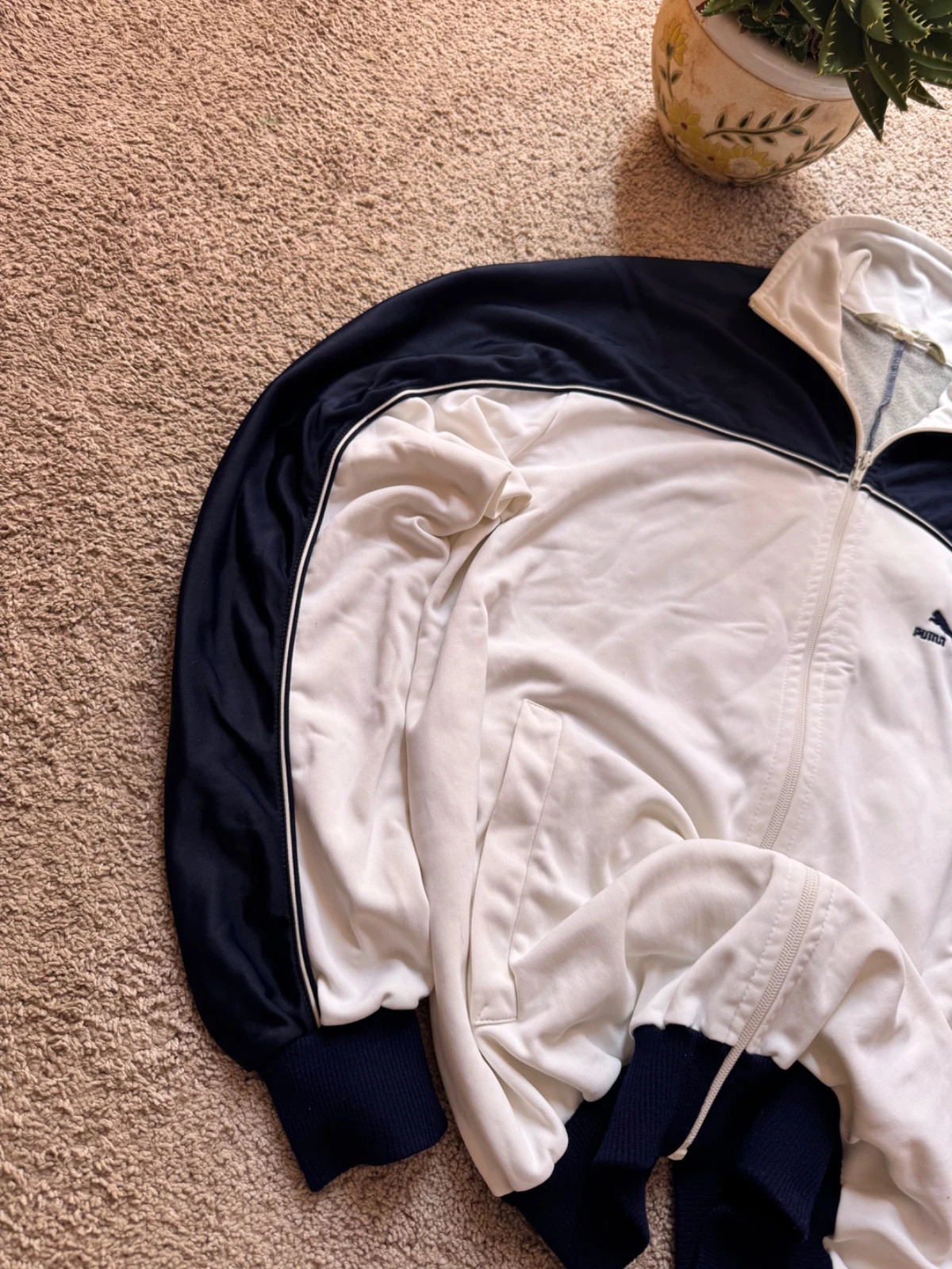 Puma Vintage 70s 80s Tracktop Track Jacket White Navy Blue Size XL / 52 – Puma – taille XL 2
