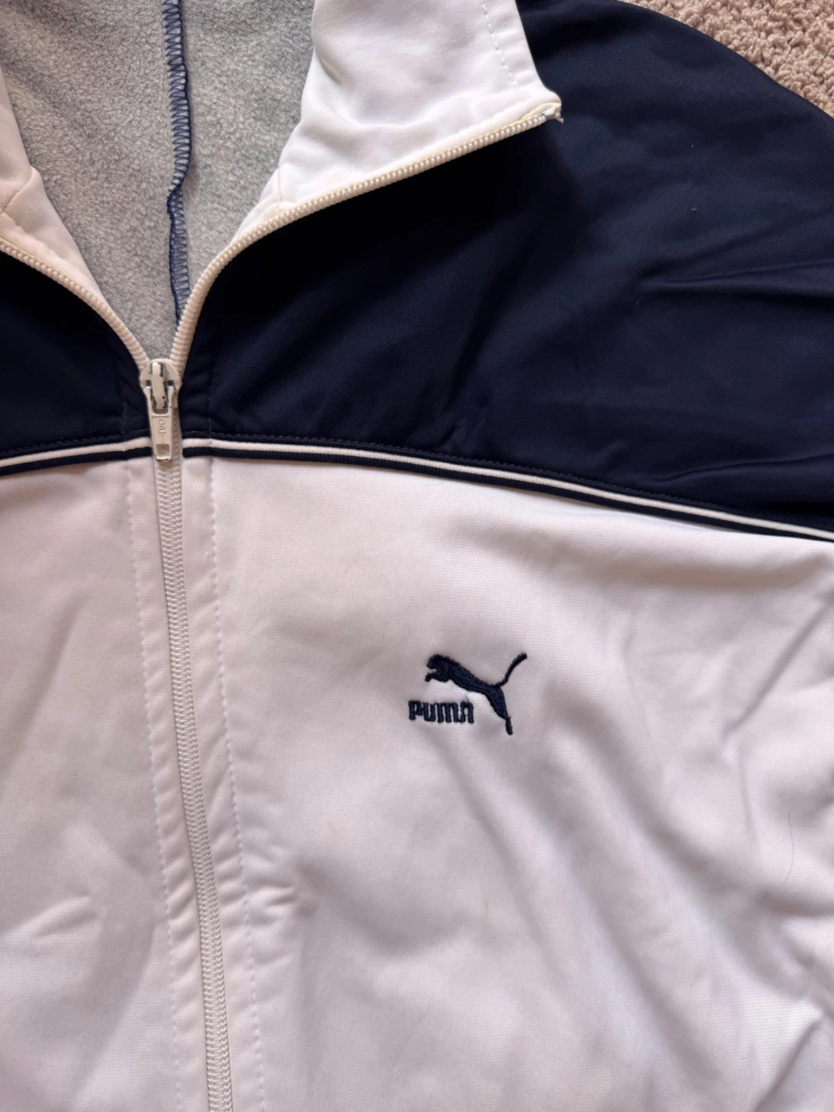 Puma Vintage 70s 80s Tracktop Track Jacket White Navy Blue Size XL / 52 – Puma – taille XL 4