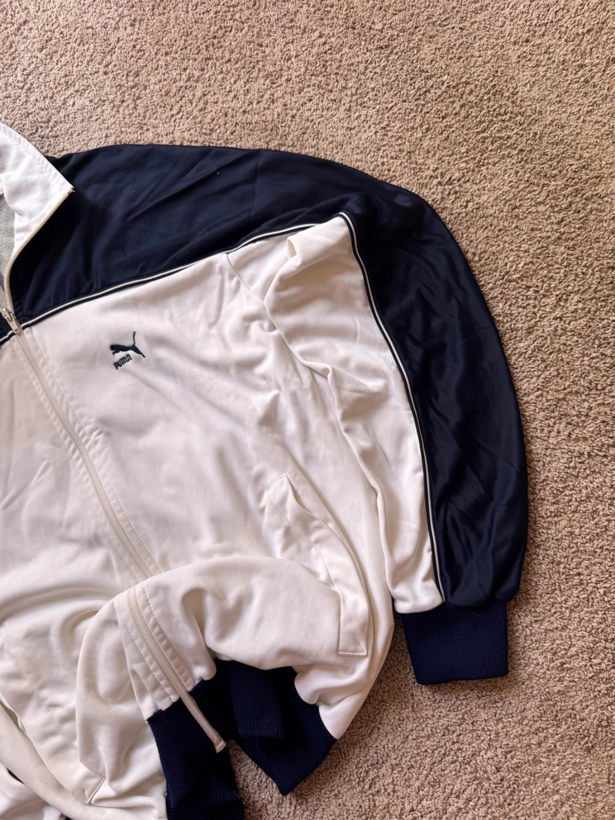 Puma Vintage 70s 80s Tracktop Track Jacket White Navy Blue Size XL / 52 – Puma – taille XL 3