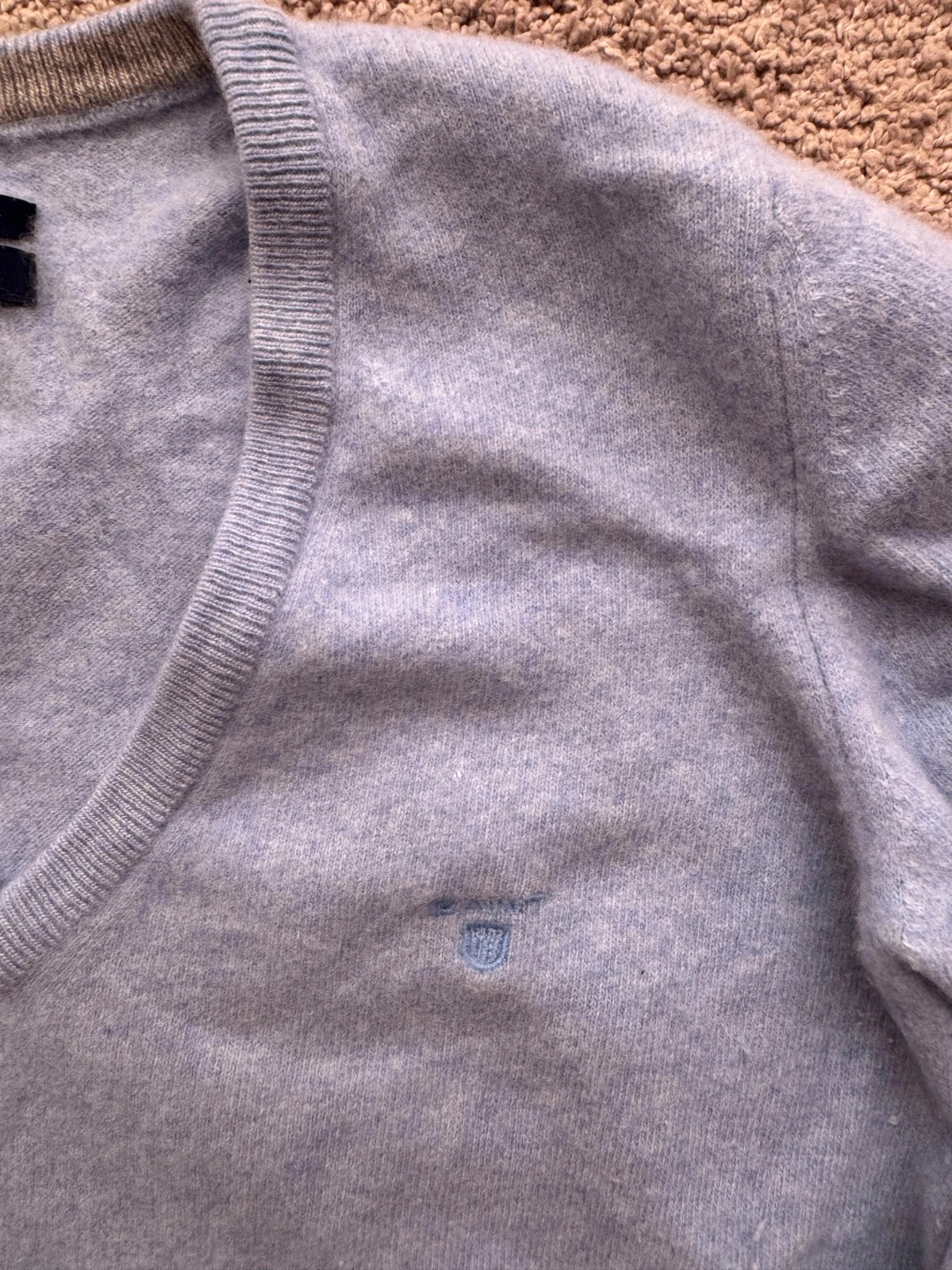 GANT Vintage Light Blue Lambswool & Cashmere V-Neck Jumper Size XL – GANT – taille XL 4